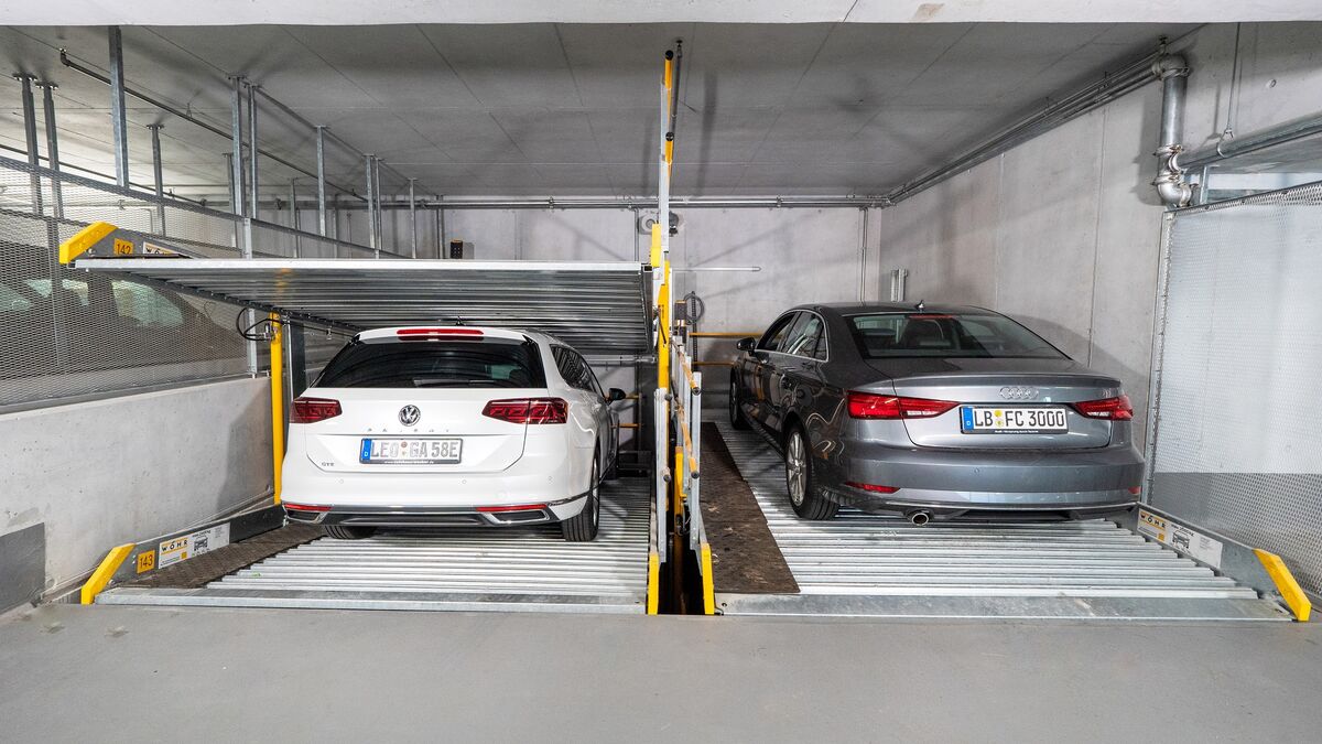 Cars are parked in a car parking system