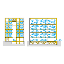 The diagram shows the arrangement of cars in a parking system
