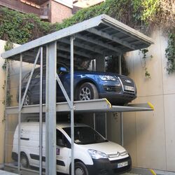 A parking system with cars parked on it